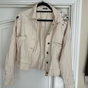 Carmar Cream Distressed Jean Jacket